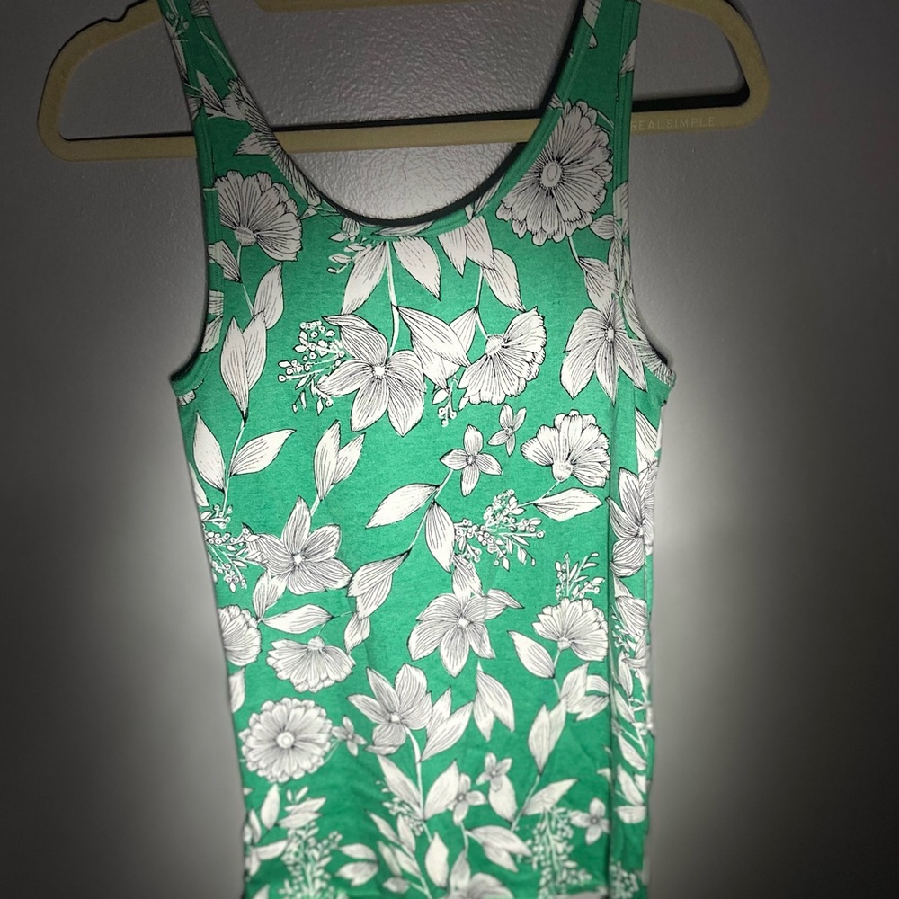 Green and white floral tank top